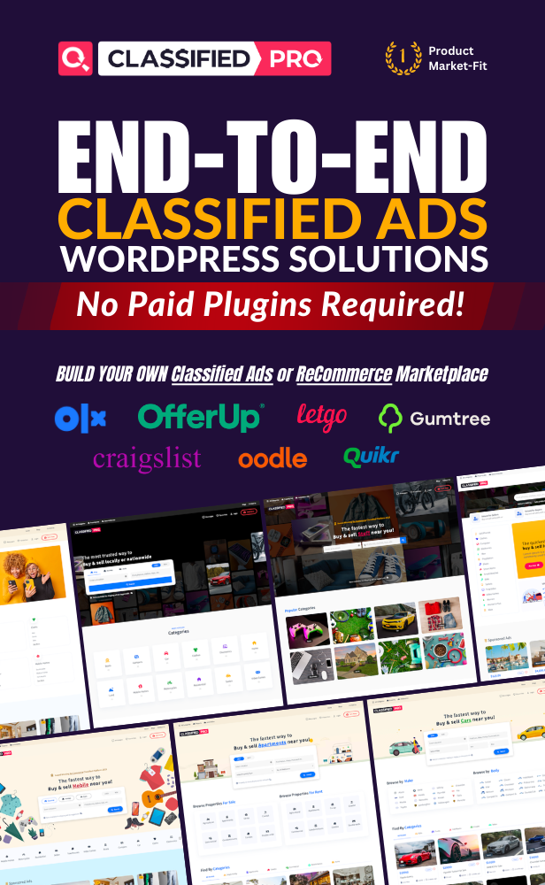 Create Classified Website By OLX Like WordPress Theme