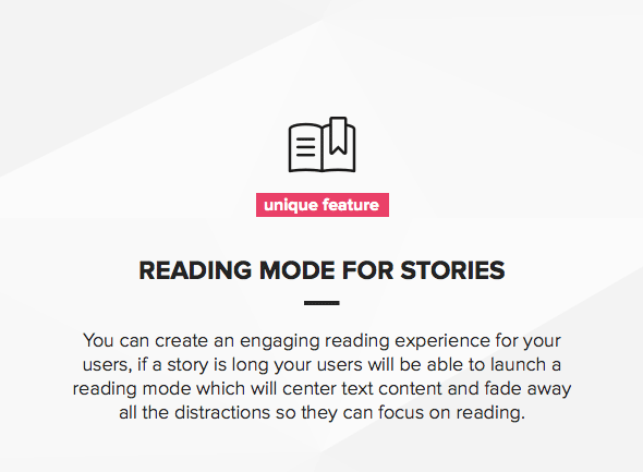 Unique reading mode feature