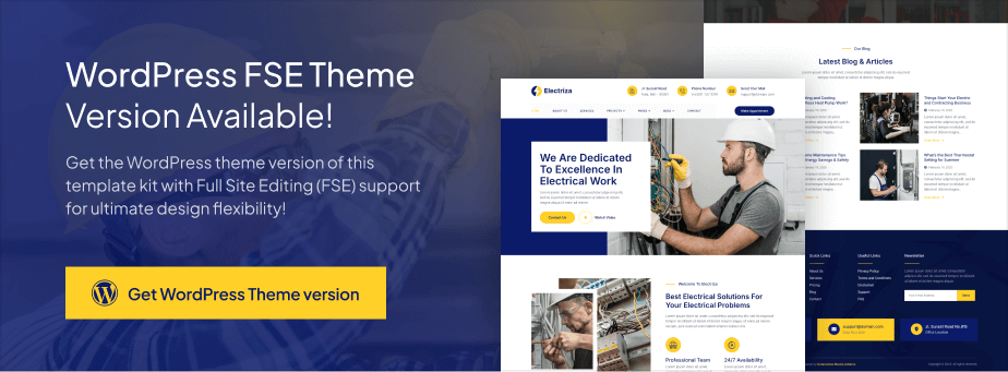 Electriza – Electrical Installation & Maintenance Services Elementor Template Kit - 1