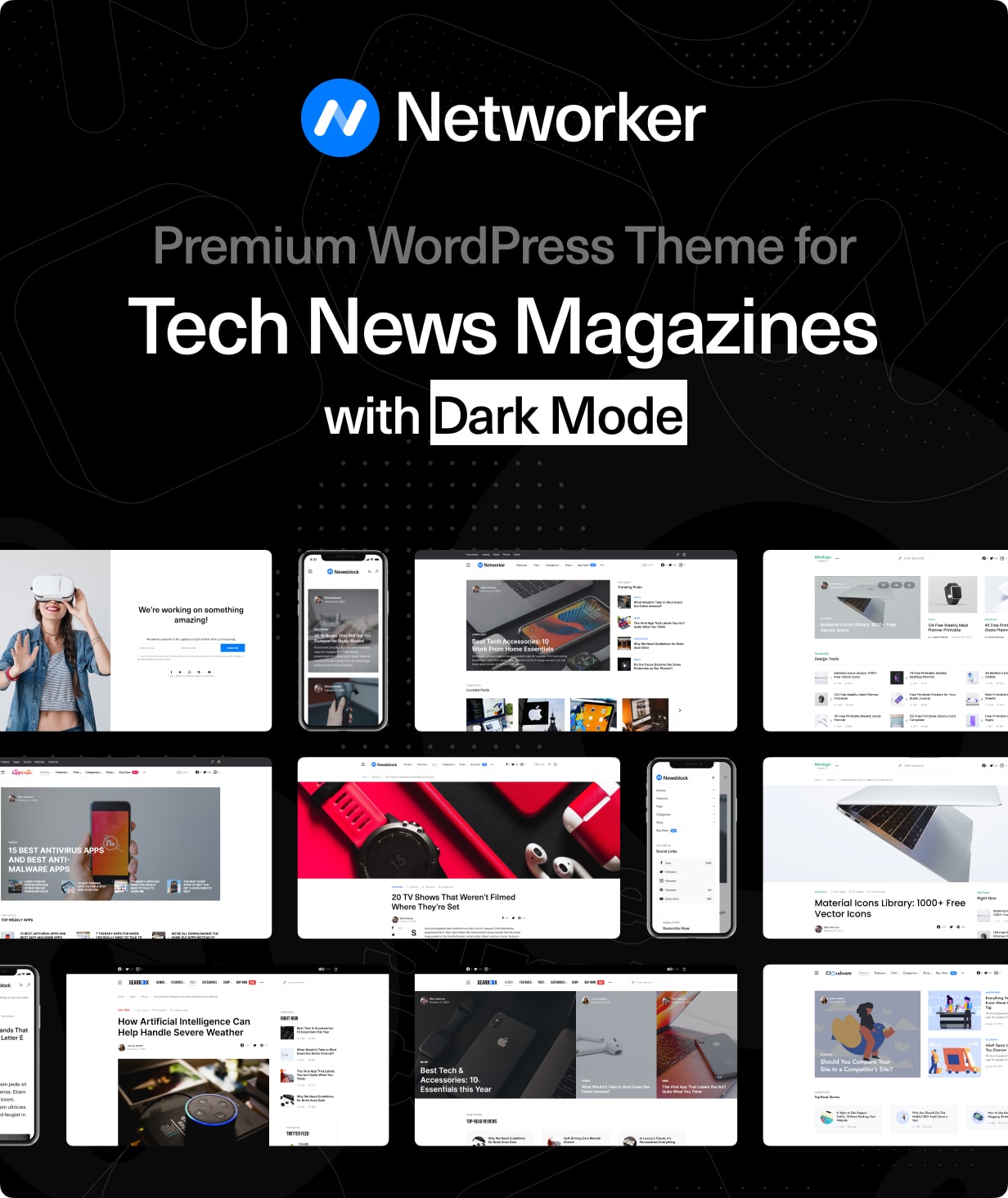 Networker - Karanlık Modlu Tech News WordPress Teması - 1