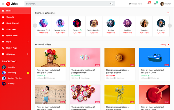 VIDOE - Video Streaming Website HTML, React Template