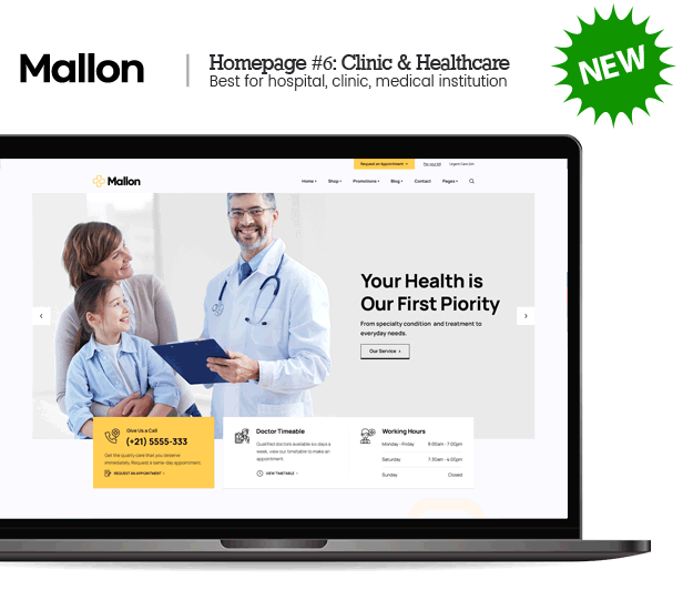 Mallon - Medical Store Elementor WooCommerce WordPress Theme