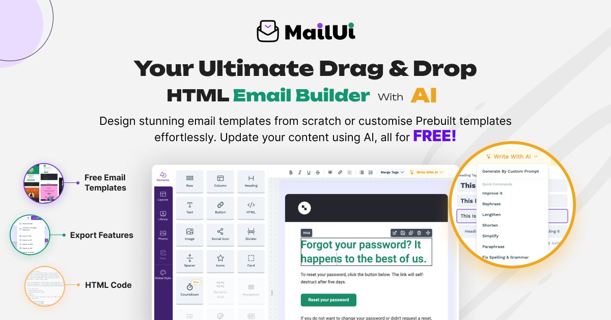 mailui email HTML email template builder