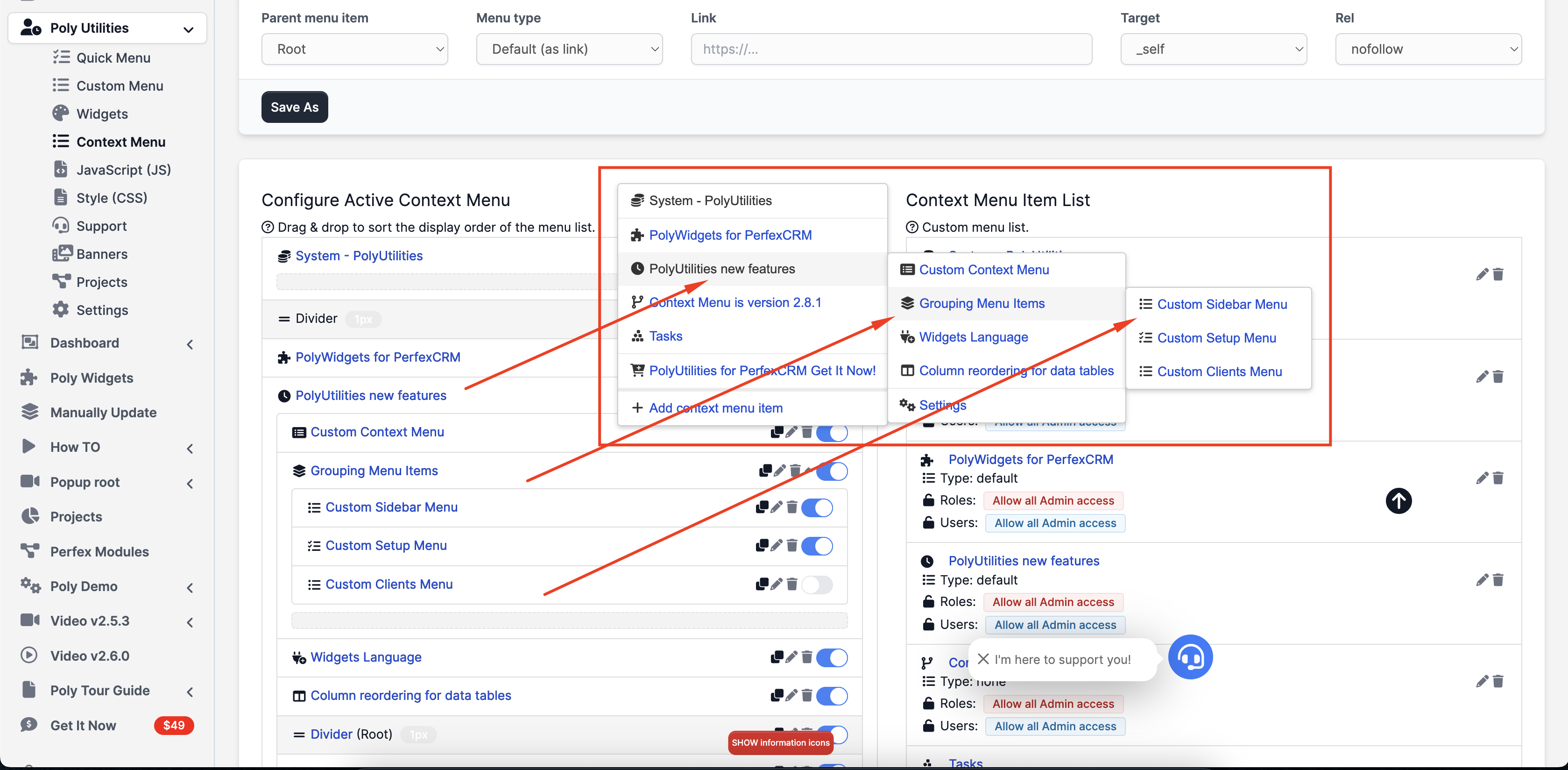 PolyUtilities for Perfex CRM: Quick Access Menu, Custom JS, CSS, and More - 1