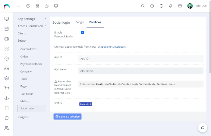 Social Login for RISE CRM