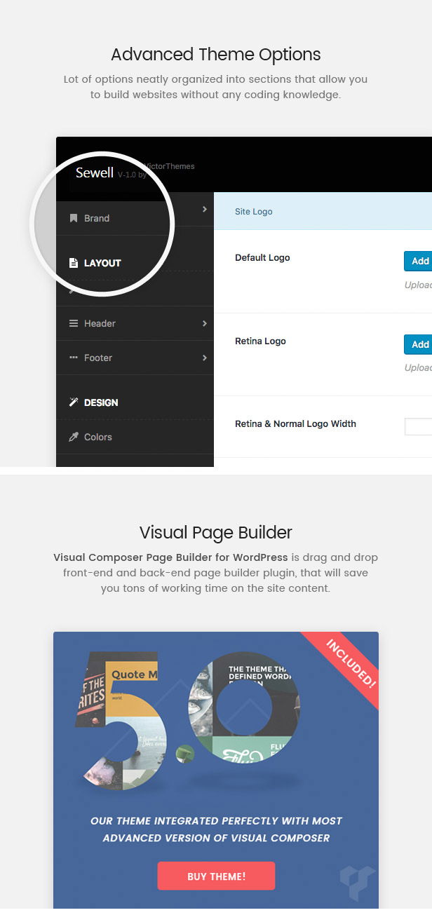 Sewell Theme Options & Visual Composer