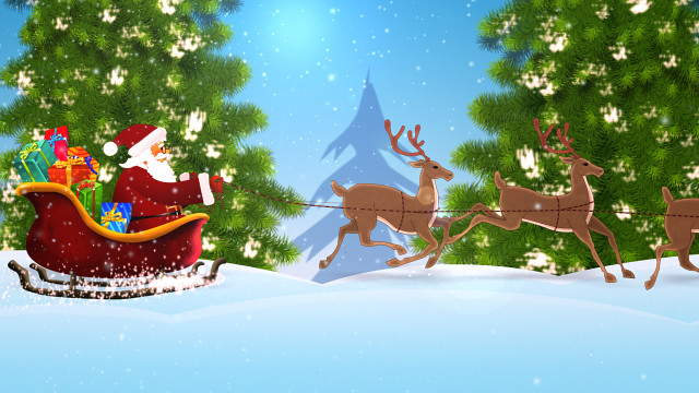 Merry Christmas & Santa Claus' sleigh by masterdot | VideoHive