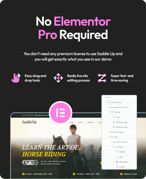 SaddleUp - Horse Riding Training Elementor Template Kit - 2
