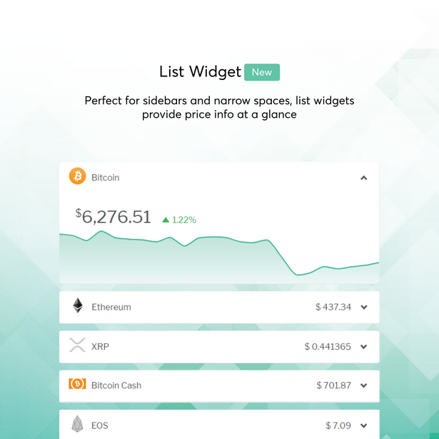 cryptocurrency list widget