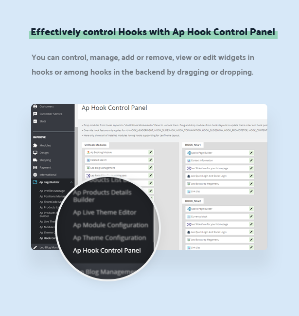 effectively control hooks with ap hook control panel
