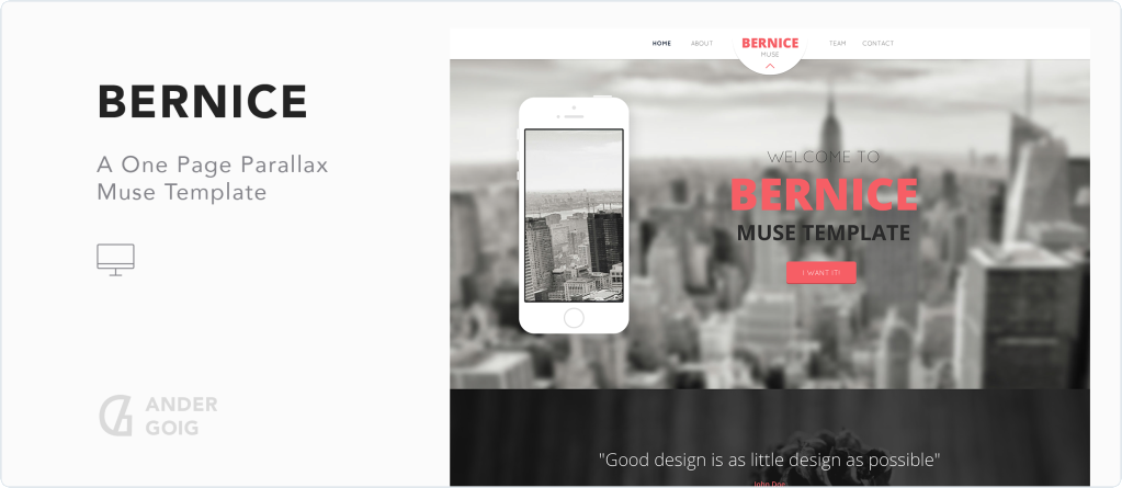 Bernice - One Page Parallax Muse Template