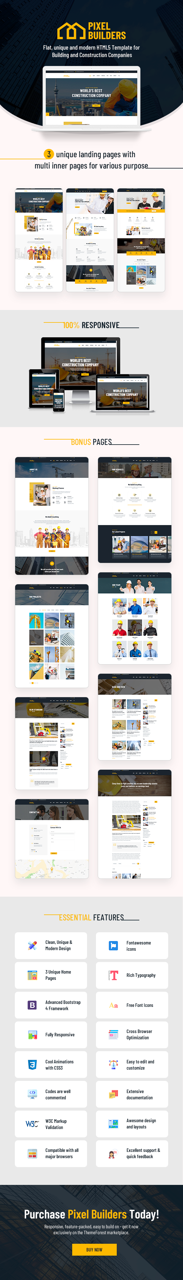 PixelBuilders - Construction HTML Template - 1