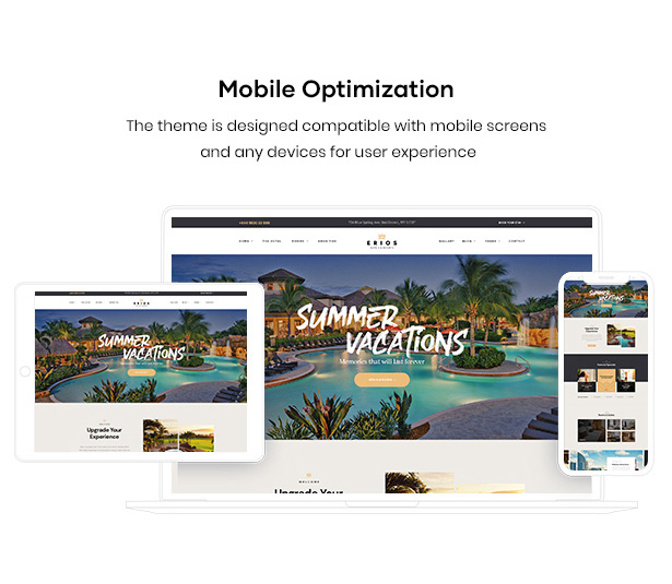 Erios Hotel WordPress Theme Compatible Mobile Responsive