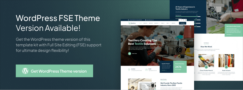 Textilery – Textile & Garment Industry Elementor Template Kit - 1