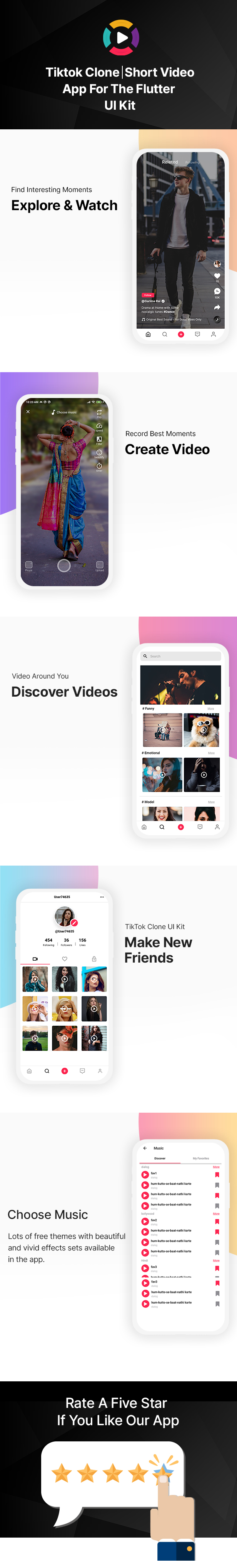 Tiktok Clone | Short Video App For The Flutter UI Kit | Android | iOS - 6