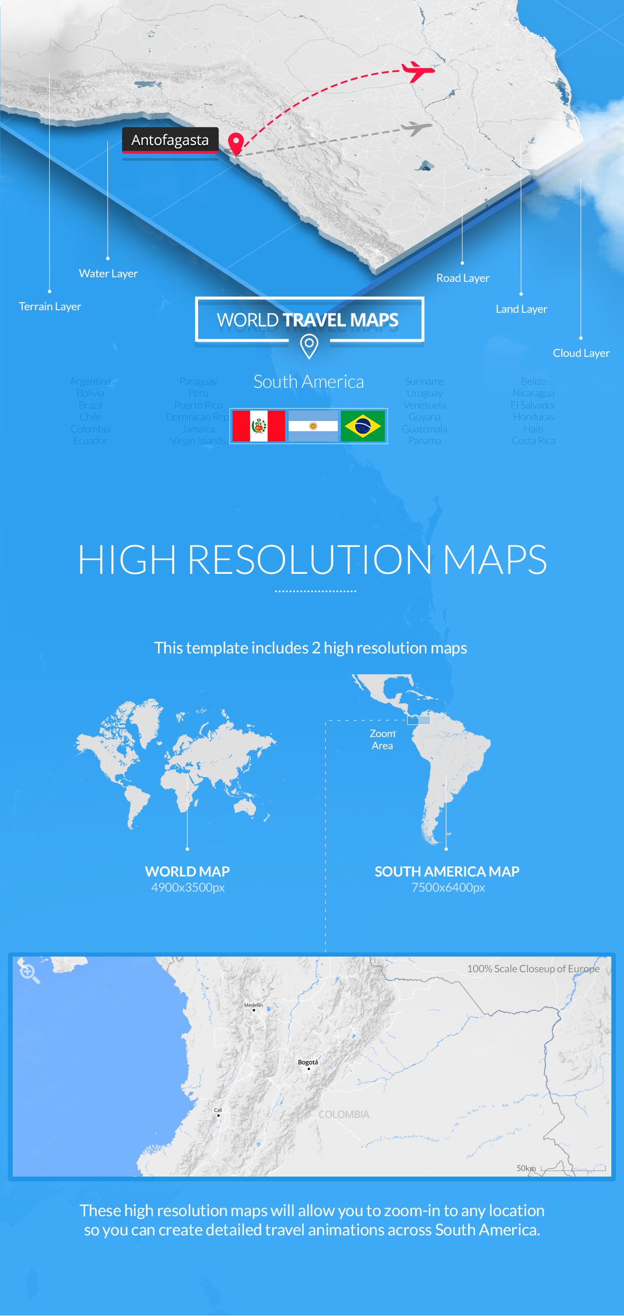 World Travel Maps - South America - 1