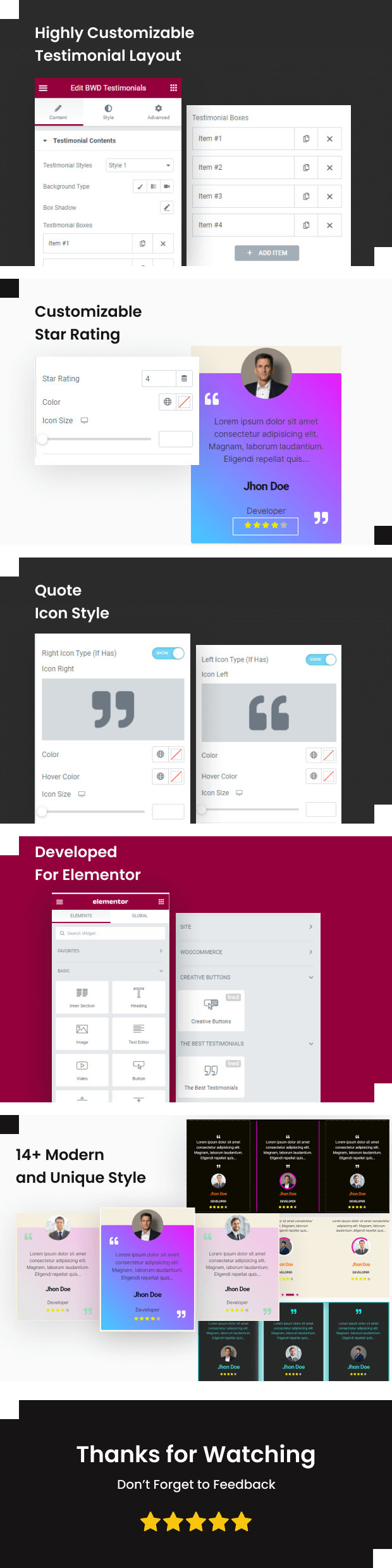 Testimonials addon for elementor 1.0
