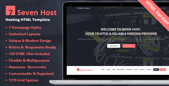 Seven Host - Hosting HTML Template