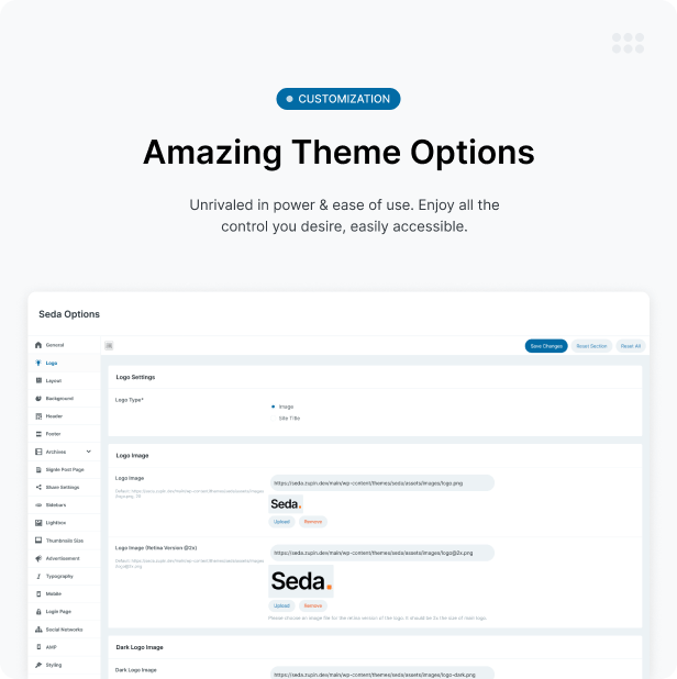 Seda – Minimal News/Magazine WordPress Theme Options Panel
