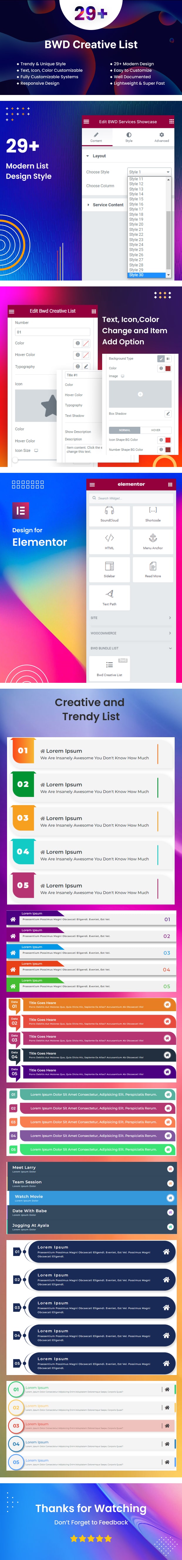 Creative List addon for elementor 1.0