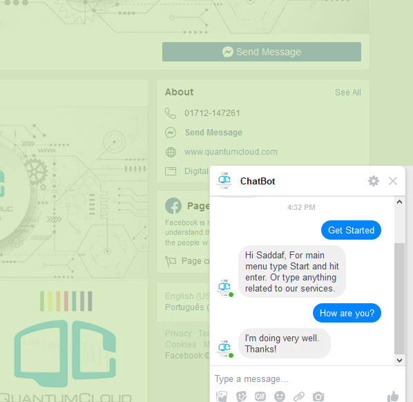 ChatBot for FaceBook Messenger - 7