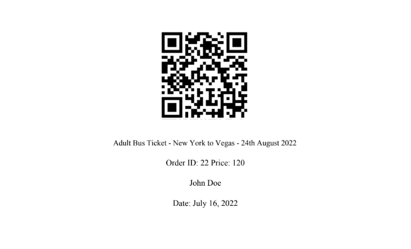 Created PDF ticket with QR Code