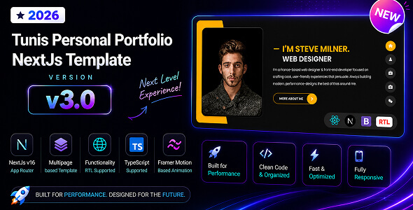 Tunis- Personal Portfolio React NextJs RTL Template 