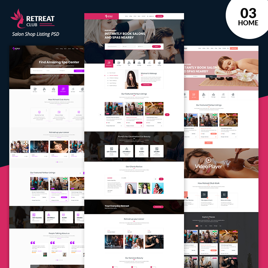 RetreatClub Salon Listing PSD Template - 1
