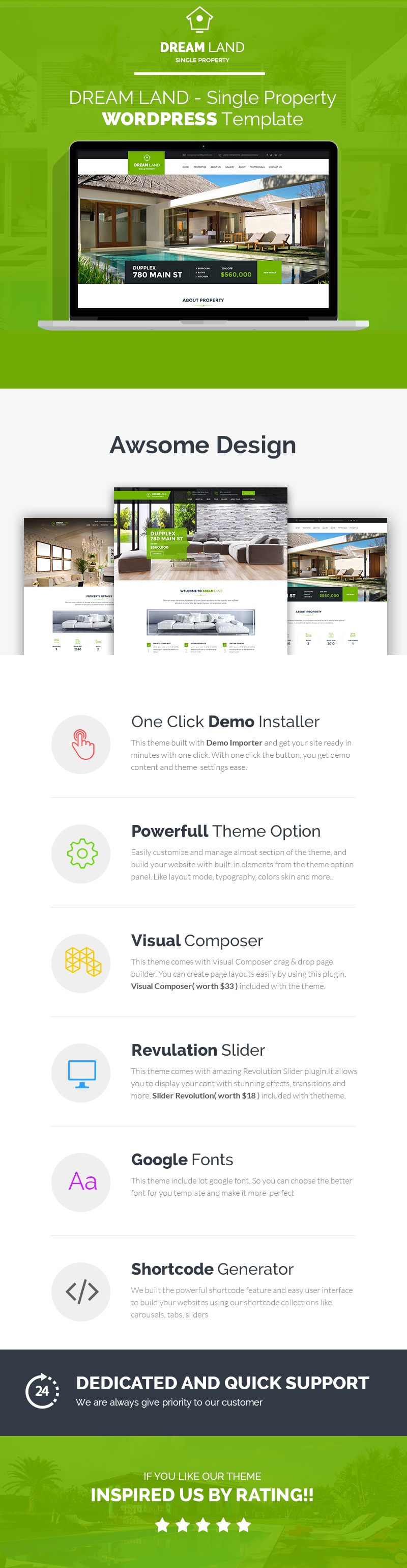DREAM LAND- Single Property Real Estate WordPress Theme - 1