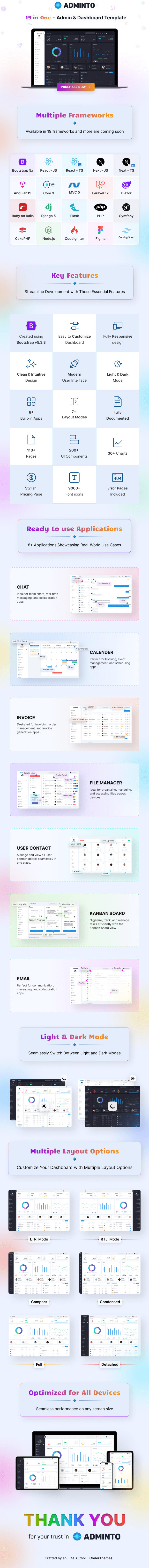 Adminto Admin Features by Coderthemes 