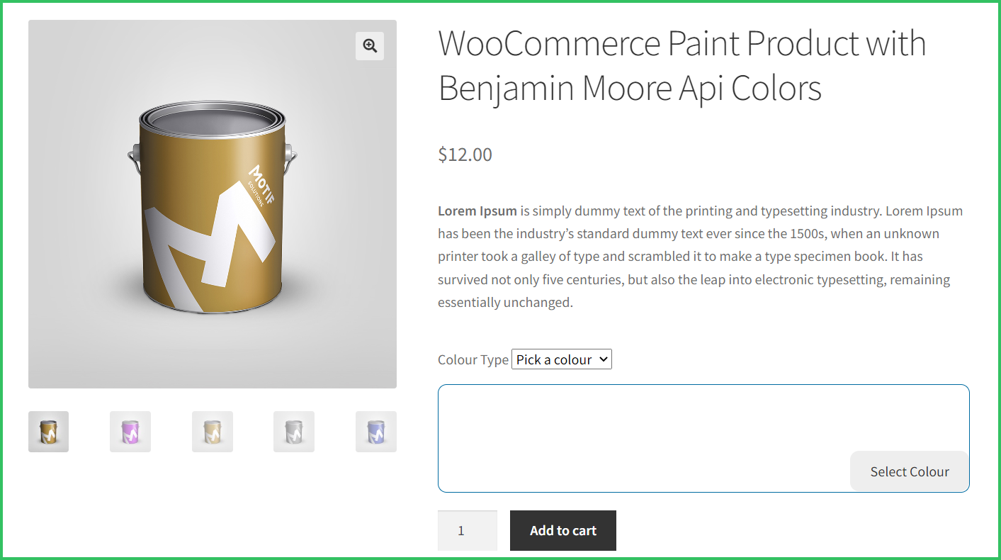 Custom Paint Color Swatches for WooCommerce