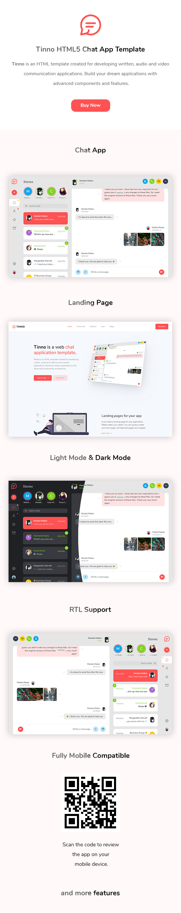 Tinno - Chat Platform HTML5 Template + Landing Page - 1
