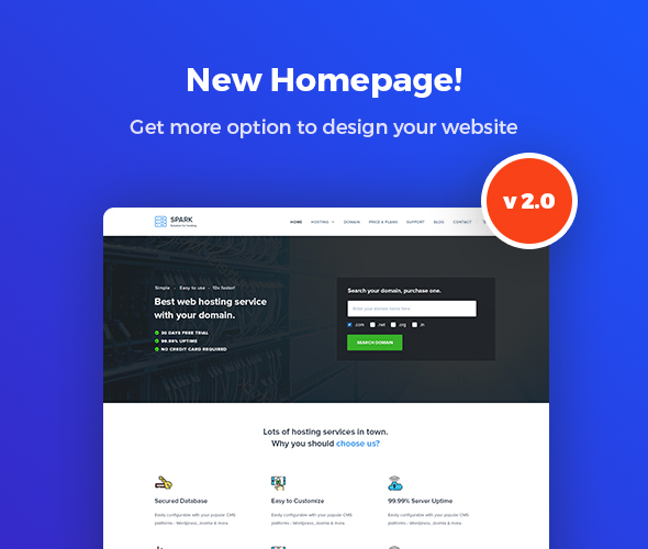 Spark Technology Hosting Theme - New home page