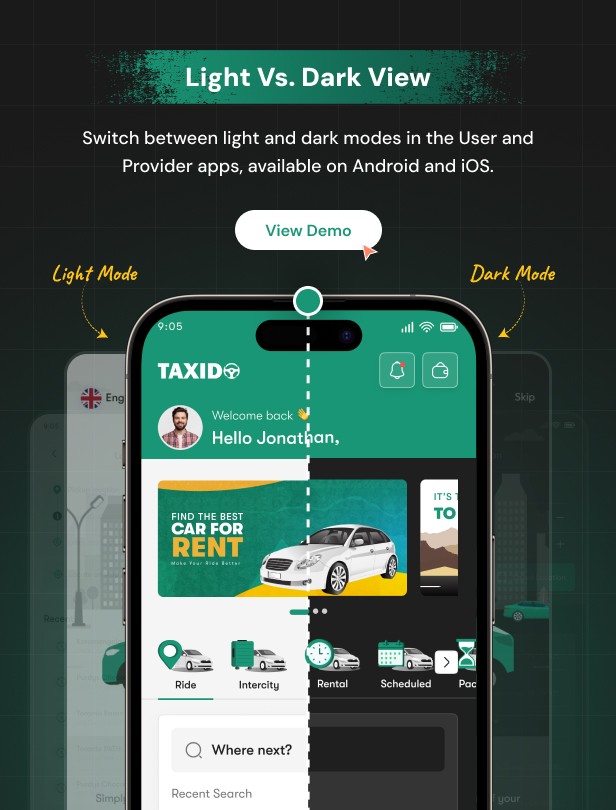 Taxido | Full Solution Taxi Cab Booking with Laravel and React Native