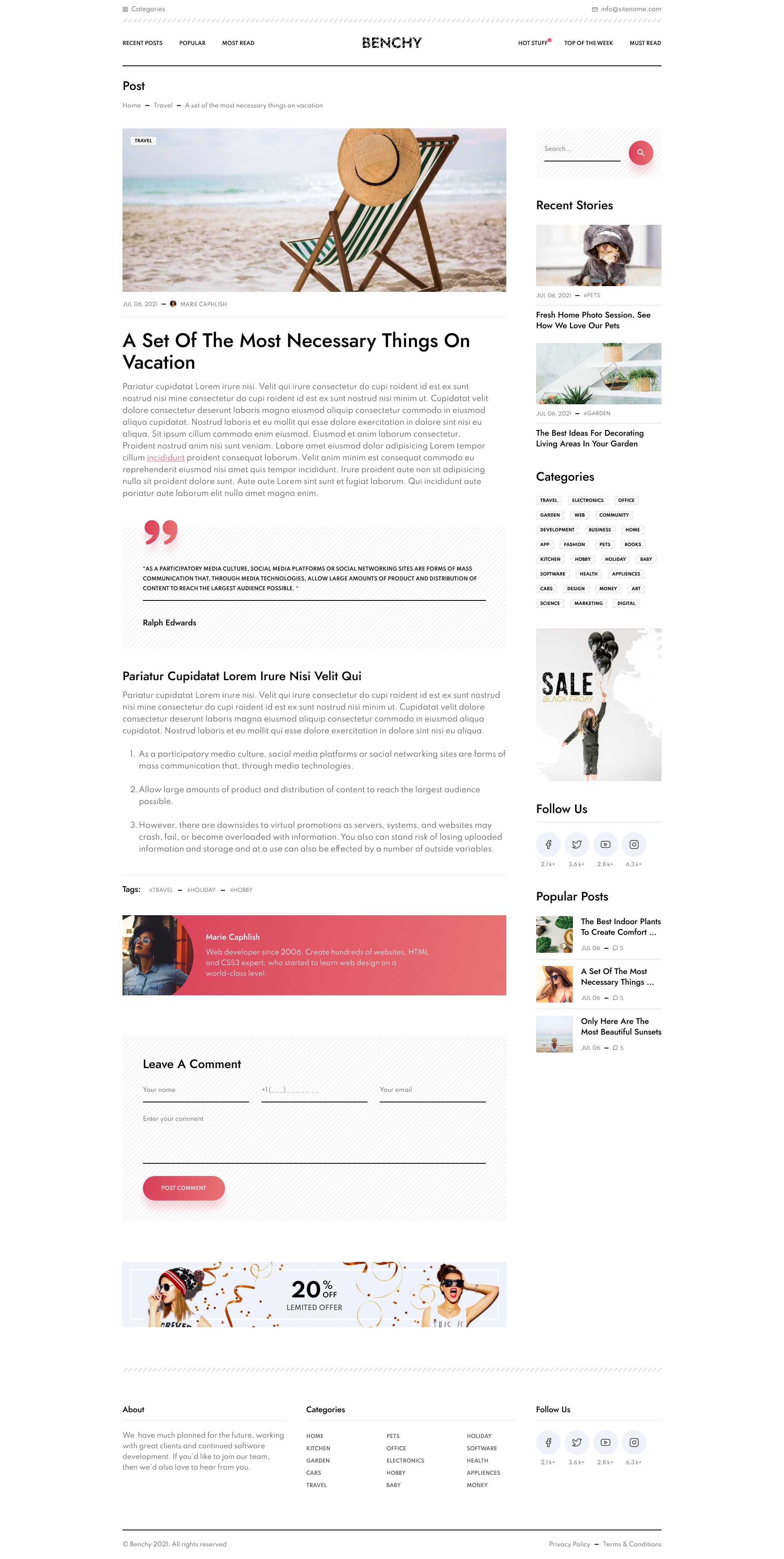Benchy - Blog & Magazine Sketch UI Template - 3