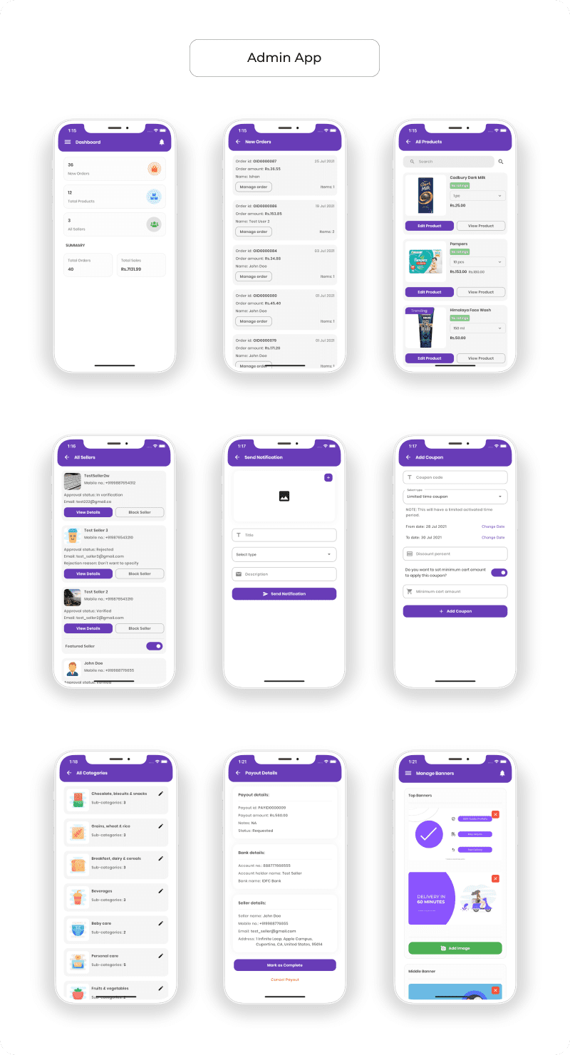 Multiplevendor Store, Seller app, Delivery app, Admin app - 3