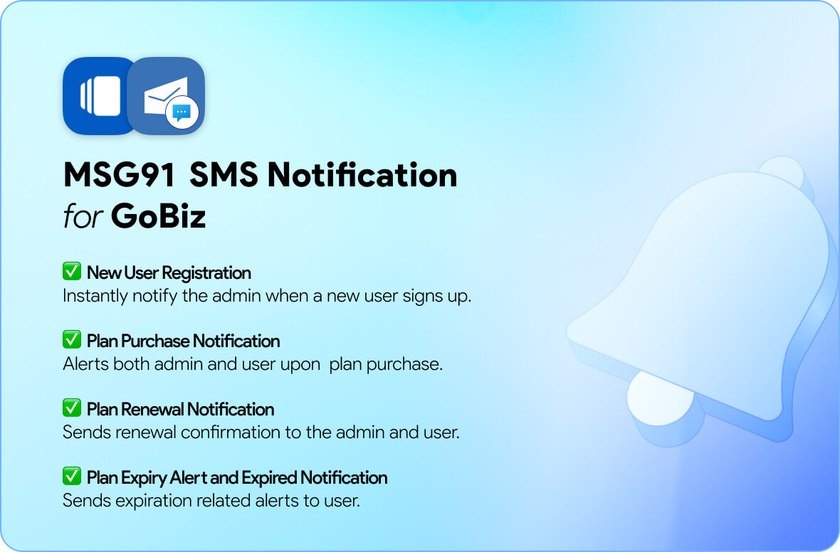 MSG91 SMS Notification Addon for GoBiz
