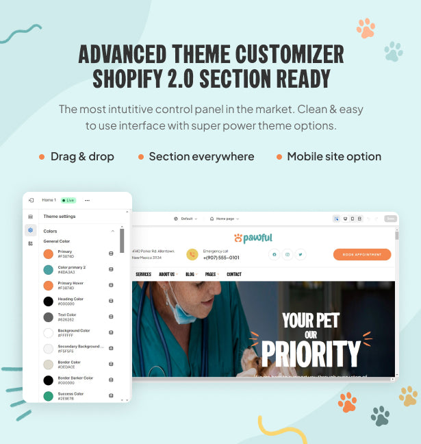 Advanced theme customizer Shopify 2.0 section ready