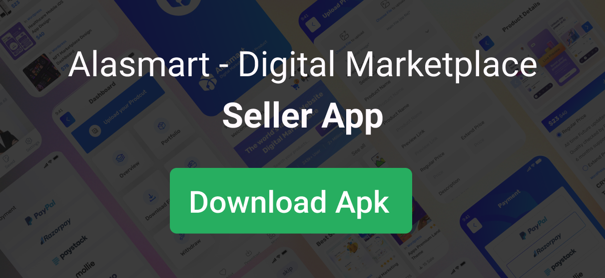 Alasmart - Digital Products Buy Sell Marketplace App with Admin Panel