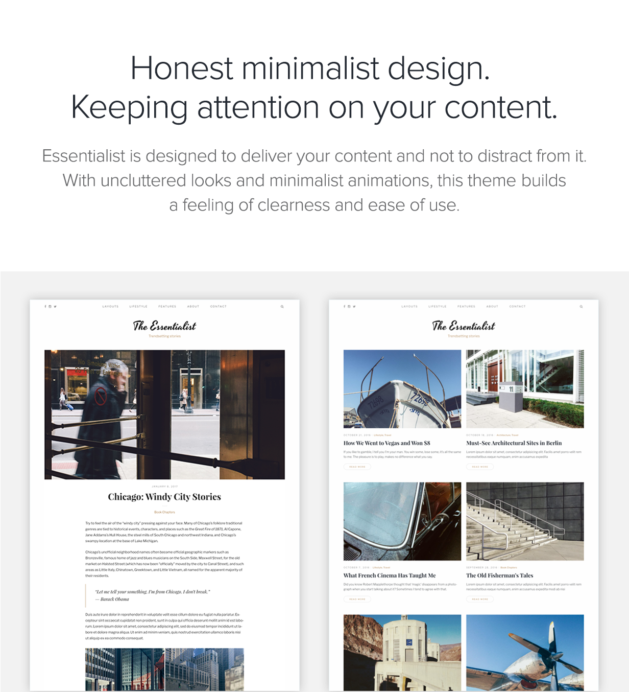 Essencialista — Um Tema Narrativo de Blog WordPress - 1