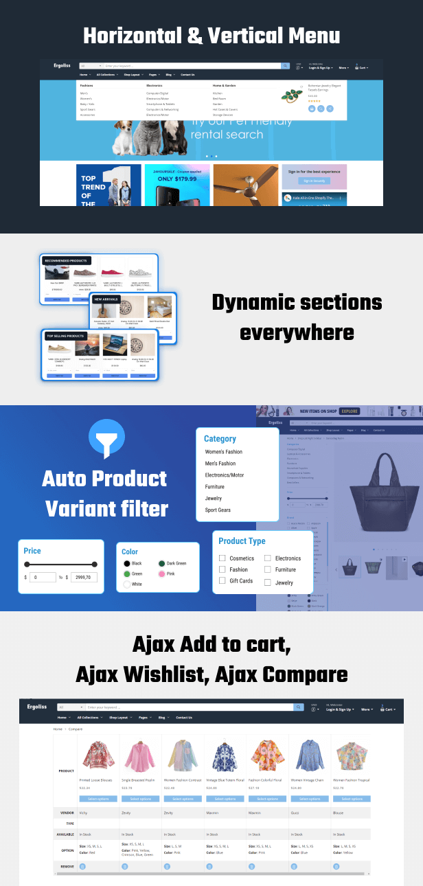 megamenu and ajax functions