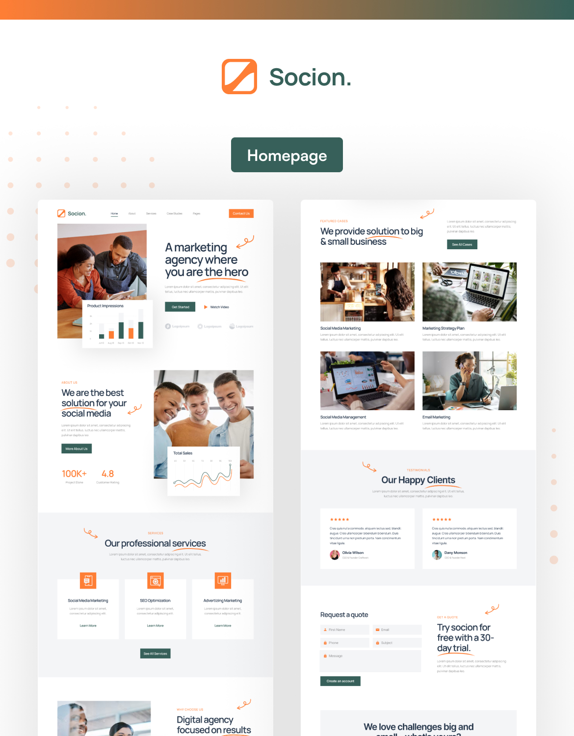 Socion - Social Media Marketing Agency Elementor Pro Template Kit - 1