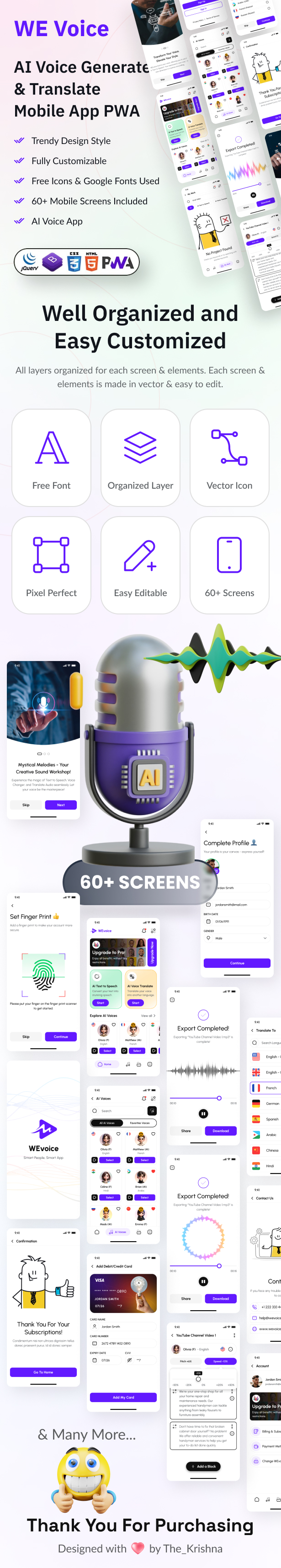 AI-Powered Voice Generation and Translation Mobile App PWA HTML Template - We Voice - 3