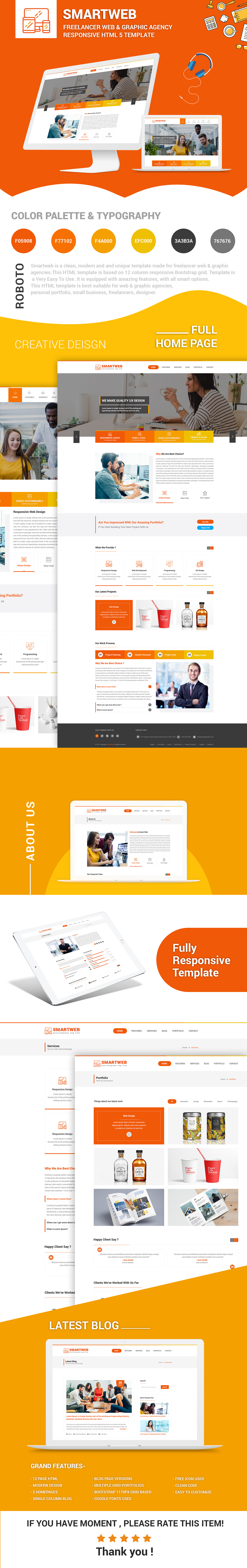 Smartweb - Freelancer Web & Graphic Agency HTML Template - 1