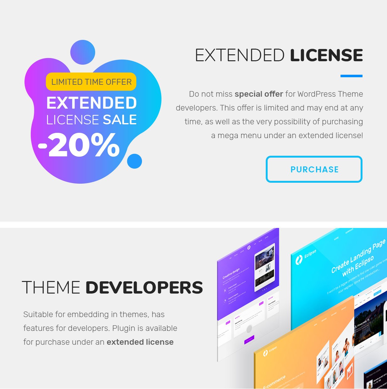 wordpress mega menu extended license for theme developers