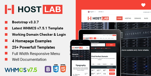 WHMCS + HostLab - Responsive Hosting Service With WHMCS Template - Hosting Technology