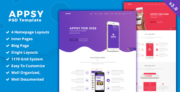 APPSY - App Landing Page PSD Template