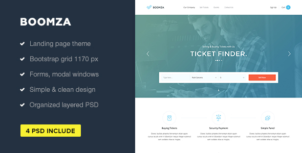 Boomza — Event Landing Page PSD Template