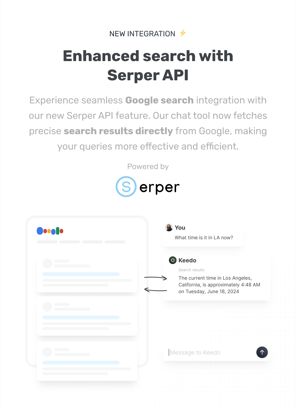 Enhanced Search with Serper API - Experience seamless Google search integration with our new Serper API feature. Our chat tool now fetches precise search results directly from Google, making your queries more effective and efficient. @heyaikeedo #aikeedo