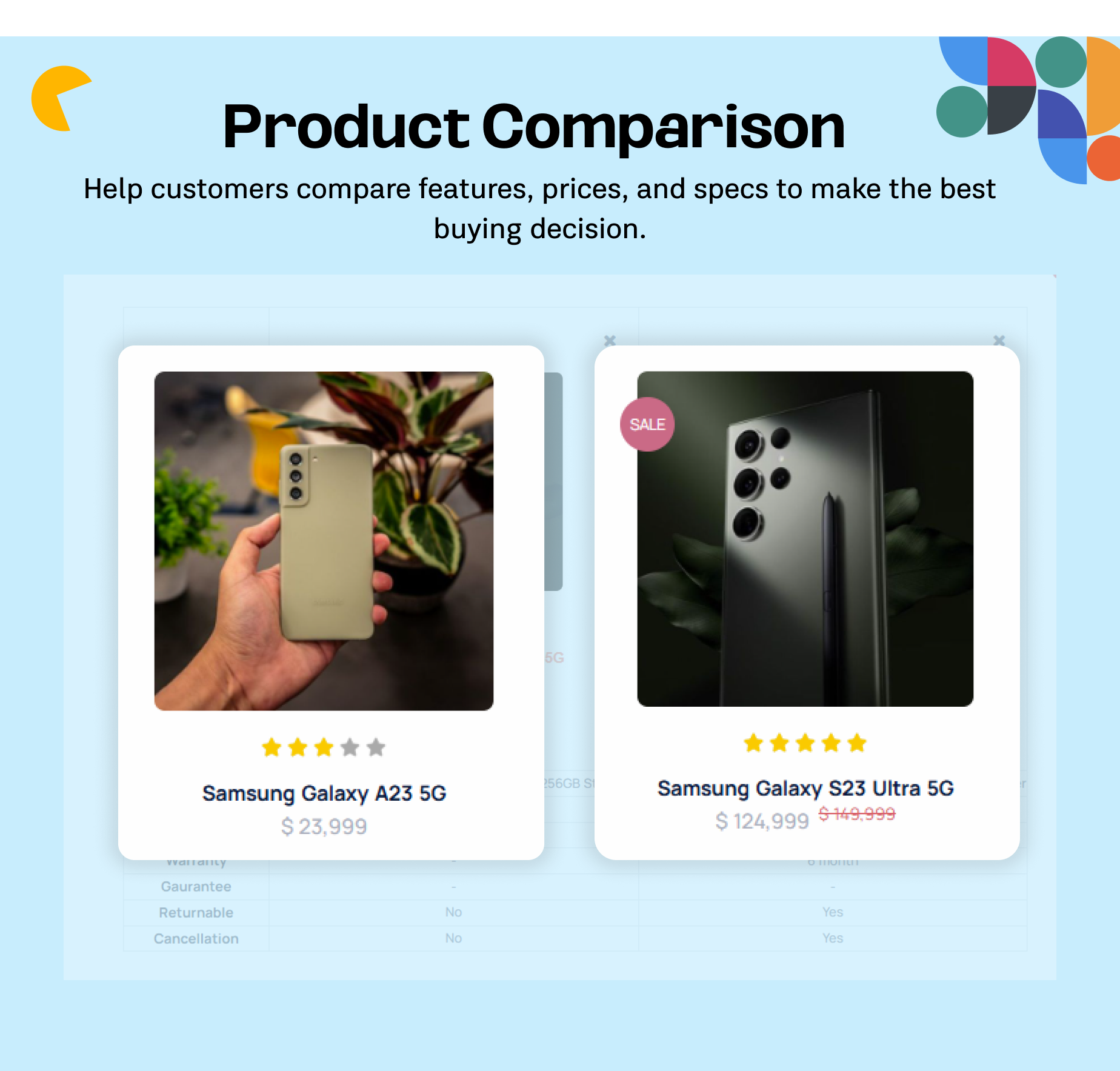 Product Comparison - eShop website for Multi vendor ecommerce marketplace / CMS